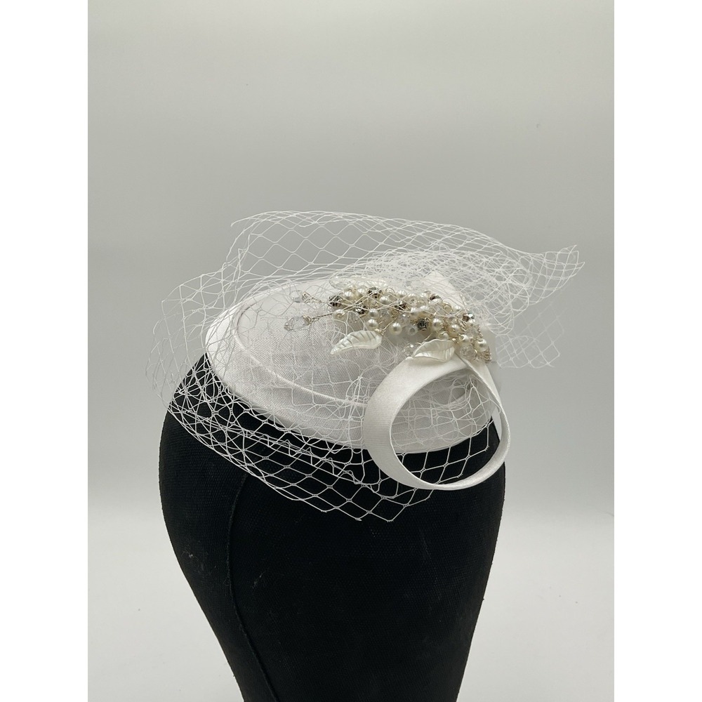 Women Custom Top Hat Clip Cap Pearl Floral Net Bride Headwear Prom Retro Elegant